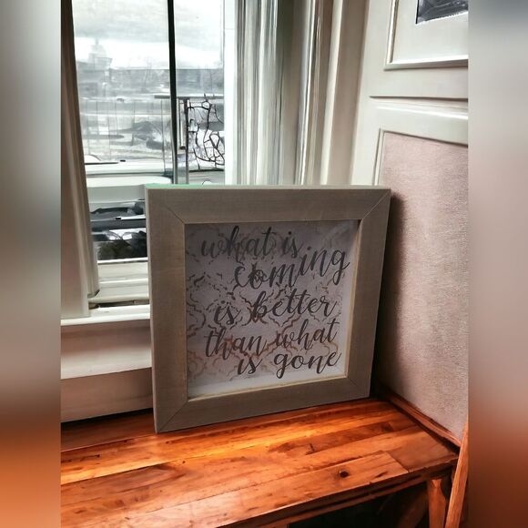 Wood Layer Shadow Box with beautiful calligraphy and gold patterned tones - Picture 1 of 5